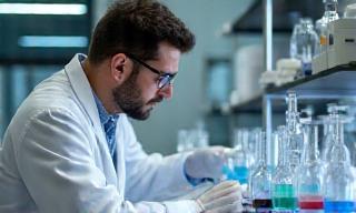 Expert chemist working in a lab