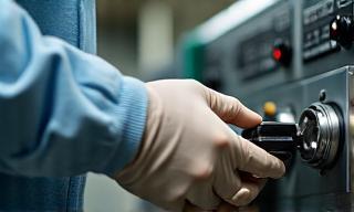 Person adjusting levers on a machine